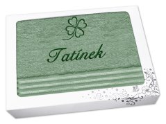 Dárkové balení ručníku TATÍNEK se čtyřlístkem linie zelená