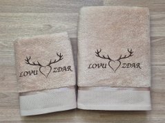 Luxusní ručník pro myslivce Paroží + Lovu zdar béžová