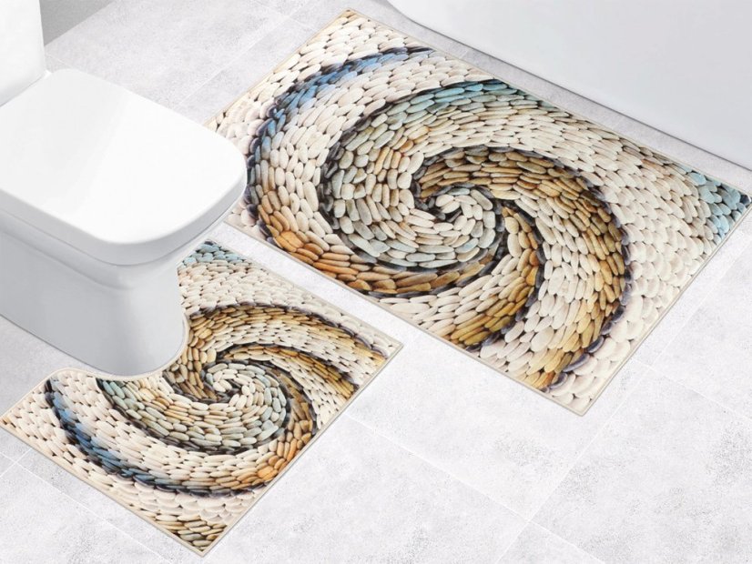 Koupelnová sada předložek 3D Oblázky béžové