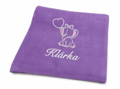 Dětská deka se jménem NA PŘÁNÍ 75x100 Slůně fialová