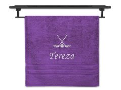 Osuška se jménem NA PŘÁNÍ fialová 70x140 Florbal