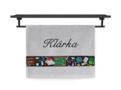 Malý ručník se jménem NA PŘÁNÍ 30x50 "Nejlepší učitelka" světle šedý