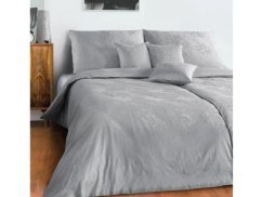 Luxusní damaškové povlečení BOHEMA Kytice šedá 2x 70x90, 200x200