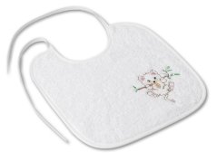 Dětský bryndák LOTA 25x25 Kočička na větvi bílá/bílá 350g 