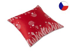 Vánoční saténový povlak na polštář 40x40 GARBO Zasněžené město červenobílé