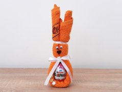Malý velikonoční zajíček z ručníku KIDS oranžový + vajíčko s překvapením