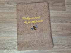 Ručník pro včelaře tmavě béžový 450g Včelky a med, to je můj svět