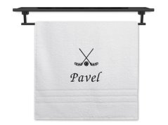 Osuška se jménem NA PŘÁNÍ bílá 70x140 Florbal