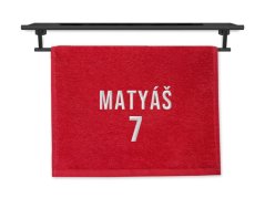 Malý ručník pro sportovce se jménem 30x50 červený