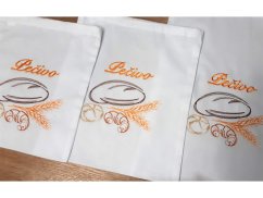Bavlněný pytlík na pečivo 25x30 Bílý s výšivkou
