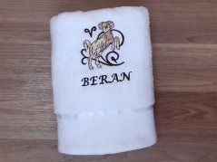 Luxusní osuška se znamením BERAN 450g bílá/hnědá 