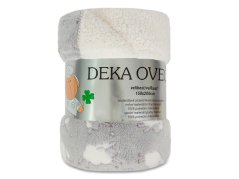 Dětská beránková deka 150x200 Ovečky světle šedá/ecru