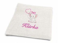 Dětská deka se jménem NA PŘÁNÍ 75x100 Slůně bílá