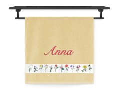 Osuška se jménem NA PŘÁNÍ 70x140 Květinový herbář žlutý