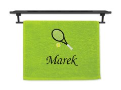 Malý ručník se jménem NA PŘÁNÍ pistáciový 30x50 Tenisová raketa