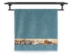 Froté ručník 50x100 NORA TISK 450g Město Praha petrolej