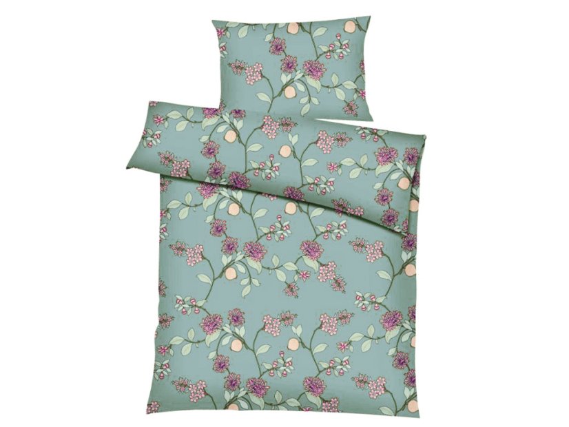 Krepové povlečení KOMFORT Klaudie zelená 70x90, 140x200