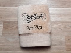 Ručník se jménem NA PŘÁNÍ 450g Noty béžový