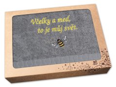 Luxusní dárkové balení ručníku pro včelaře šedý 450g