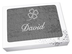Dárkové balení ručníku se jménem ratanika tmavě šedá Čtyřlístek