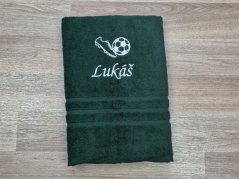 Osuška se jménem tmavě zelená 70x140 Kopačka a míč + LUKÁŠ