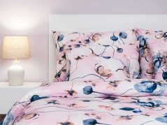 Krepové povlečení KOMFORT Bloom elegance pudrová 70x90, 140x200