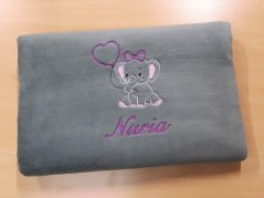 Dětská deka se jménem NA PŘÁNÍ 75x100 Slůně šedá