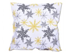 Vánoční povlak na polštářek 40x40 Šedé a žluté vločky