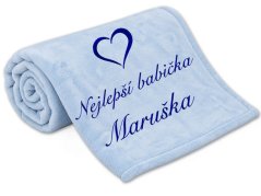 Deka Nejlepší babička se srdíčkem a jménem 150x200 světle modrá