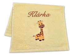 Dětský ručník se jménem 30x50 LILI Žirafa žlutá