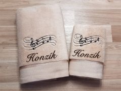 Ručník se jménem NA PŘÁNÍ 450g Noty béžový