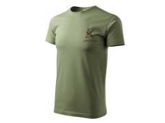 Tričko pro myslivce s výšivkou khaki- 3XL Jelen