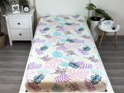 Dětské bavlněné prostěradlo s potiskem 90x200 Lilo a Stitch leaves
