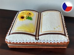 Textilní dort z ručníků Kniha karamel
