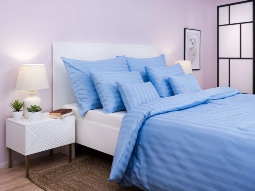 Povlečení Atlas grádl proužek 2,5 cm 70x90, 140x220 modré