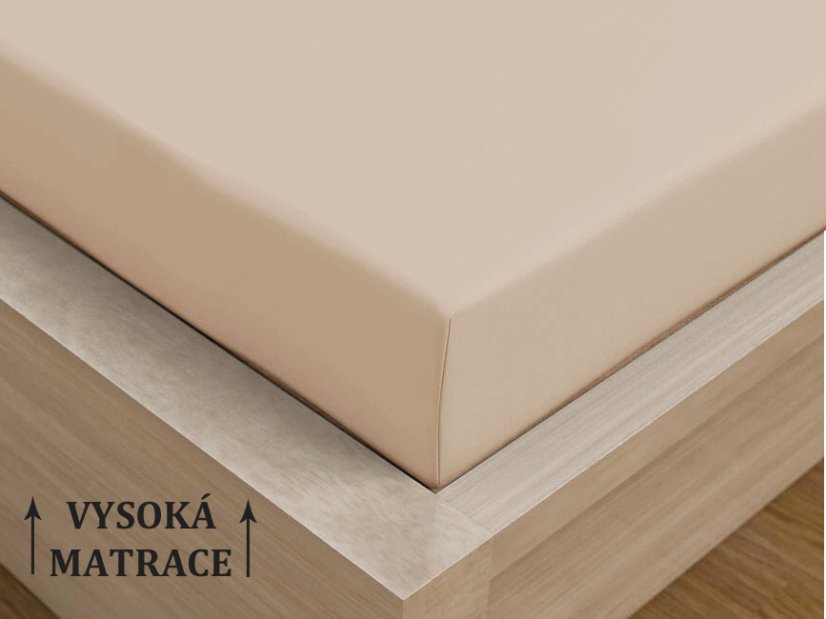 Luxusní saténové prostěradlo na vysokou matraci 140x200 Béžové