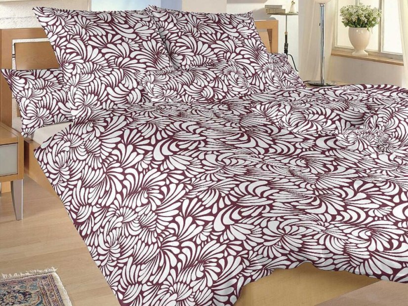 Bavlněné povlečení 240x220, 2x 70x90 KOMFORT Iluze bordó