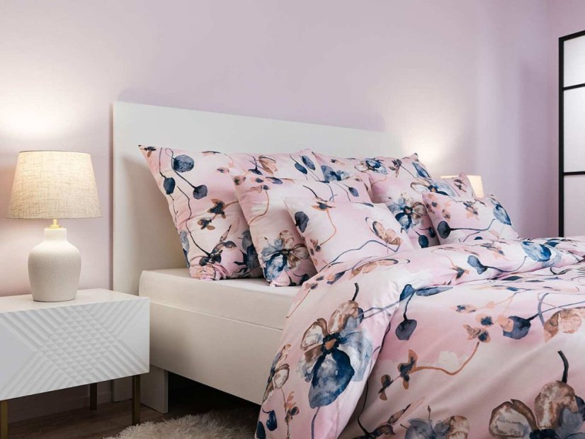 Krepové povlečení KOMFORT Bloom elegance pudrová 70x90, 140x200