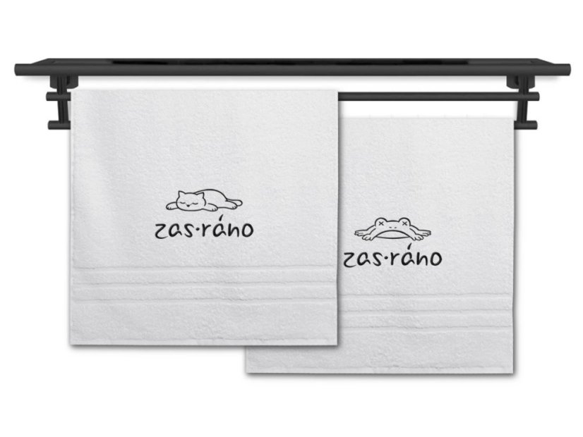 Set ručníků Zas ráno kočka a žabák bílý