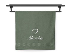 Ručník se jménem ratanika khaki 50x100 Srdce