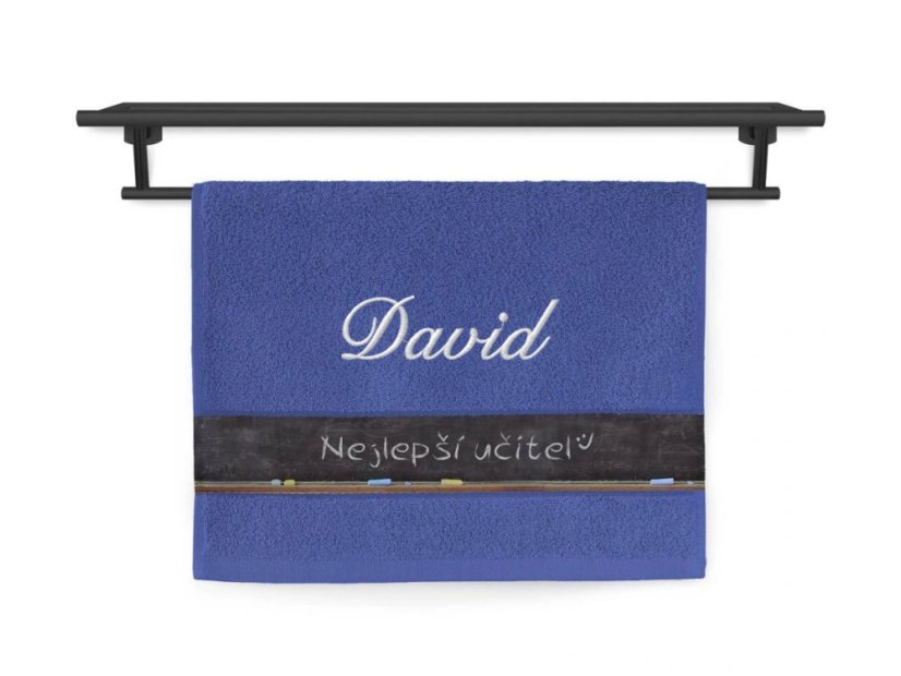 Malý ručník se jménem NA PŘÁNÍ 30x50 Nejlepší učitel tmavě modrý
