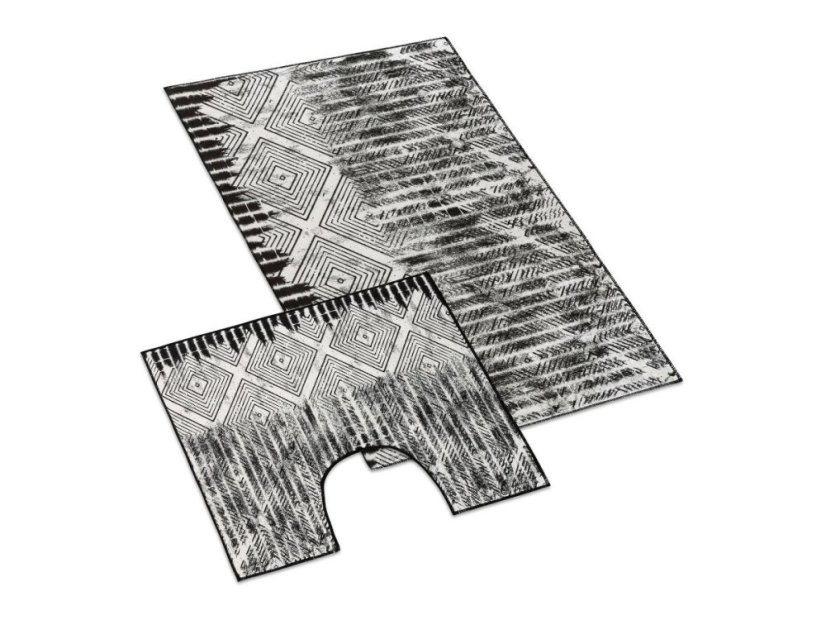 Koupelnová sada předložek 3D Kosočtverce bíločerné