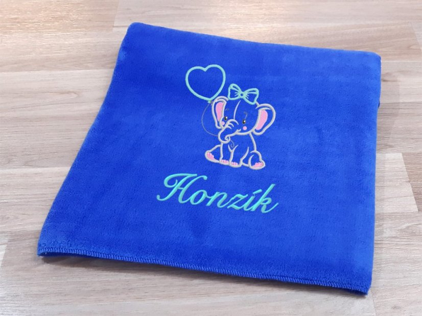 Dětská deka se jménem NA PŘÁNÍ 75x100 Slůně modrá
