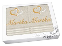 Dárková sada ručníku a osušky se jménem linie vanilka Srdíčka