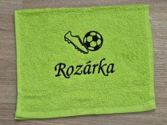 Malý ručník se jménem NA PŘÁNÍ pistáciový 30x50 Kopačka a míč
