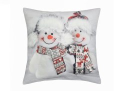Vánoční dekorační polštářek 40x40 Dva sněhuláci 3D