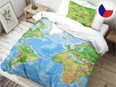 Bavlněné 3D povlečení 70x90, 140x200 Mapa světa