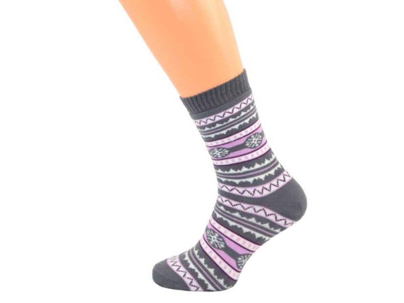 THERMO FROTÉ ponožky 35/37 Norský vzor šedé