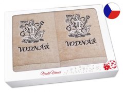 Vánoční dárková sada ručník + osuška Znamení Vodnář béžová/hnědá