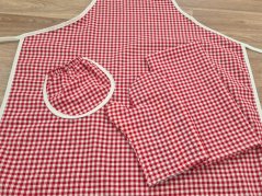 Dárkové set do kuchyně Malá kostička červenobílá - zástěra + chňapka + utěrka